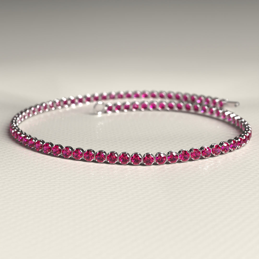 Natural Ruby Tennis Bracelet in 14K/18K Gold / July Birthstone Bracelet - Evara Jewelry LLC