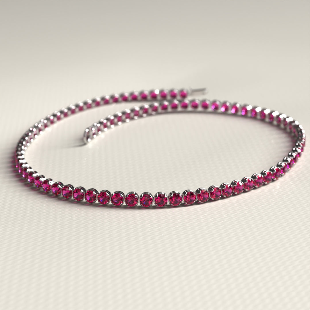 Natural Ruby Tennis Bracelet in 14K/18K Gold / July Birthstone Bracelet - Evara Jewelry LLC
