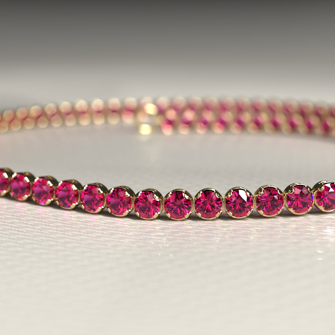 Natural Ruby Tennis Bracelet in 14K/18K Gold / July Birthstone Bracelet - Evara Jewelry LLC