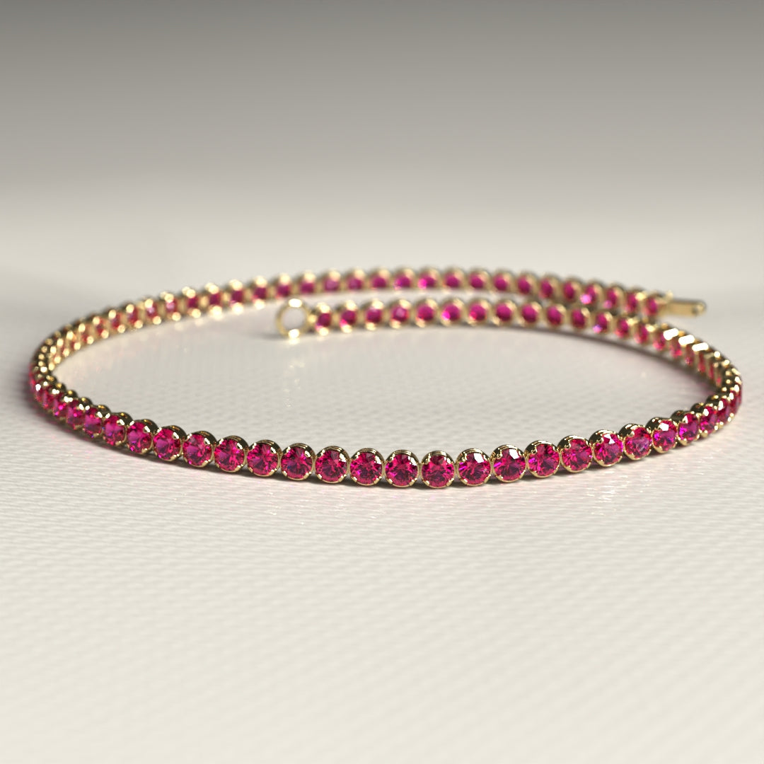 Natural Ruby Tennis Bracelet in 14K/18K Gold / July Birthstone Bracelet - Evara Jewelry LLC