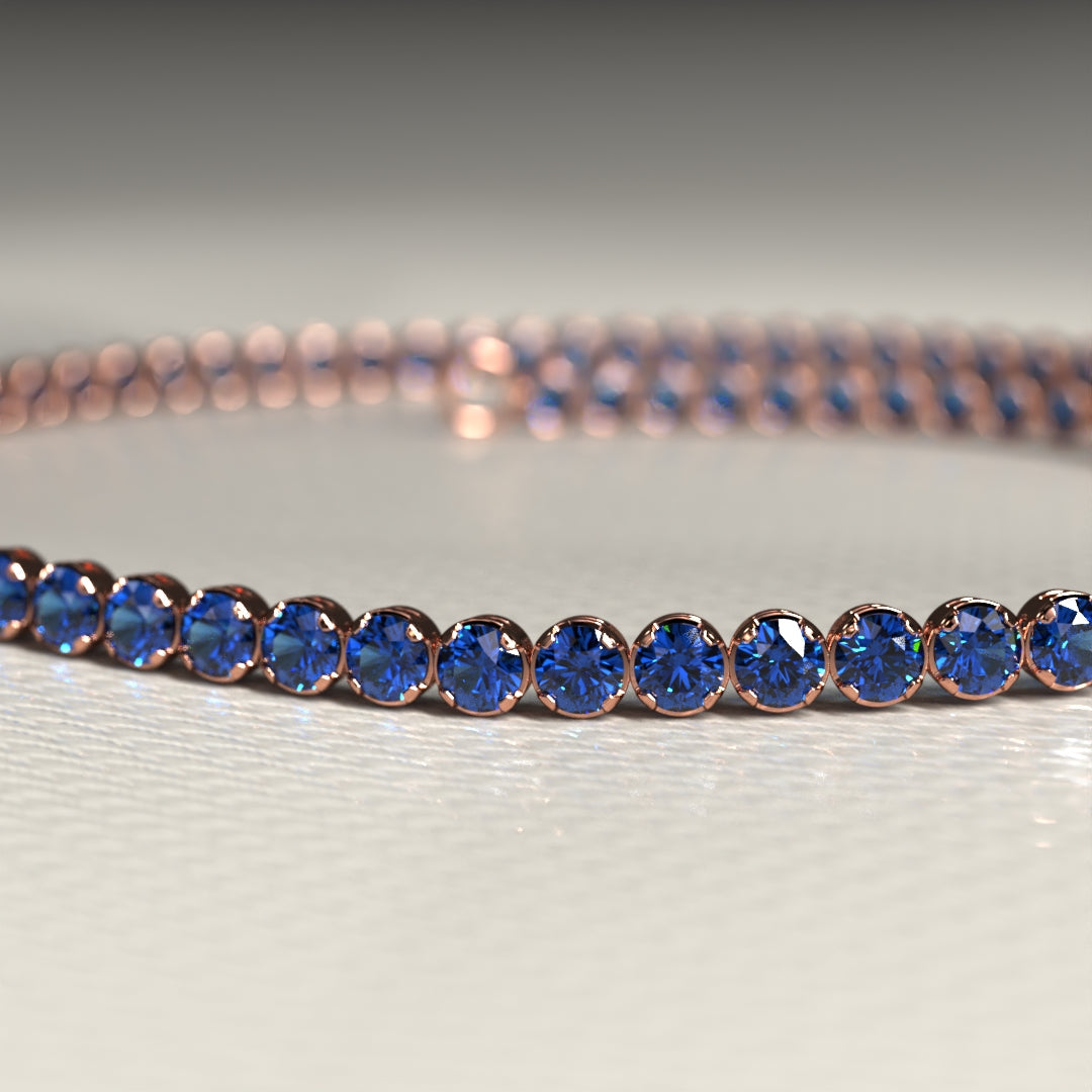 Natural Sapphire Tennis Bracelet in 14K/18K White Gold / Blue Stacking Bracelet / September Birthstone Bracelet - Evara Jewelry LLC