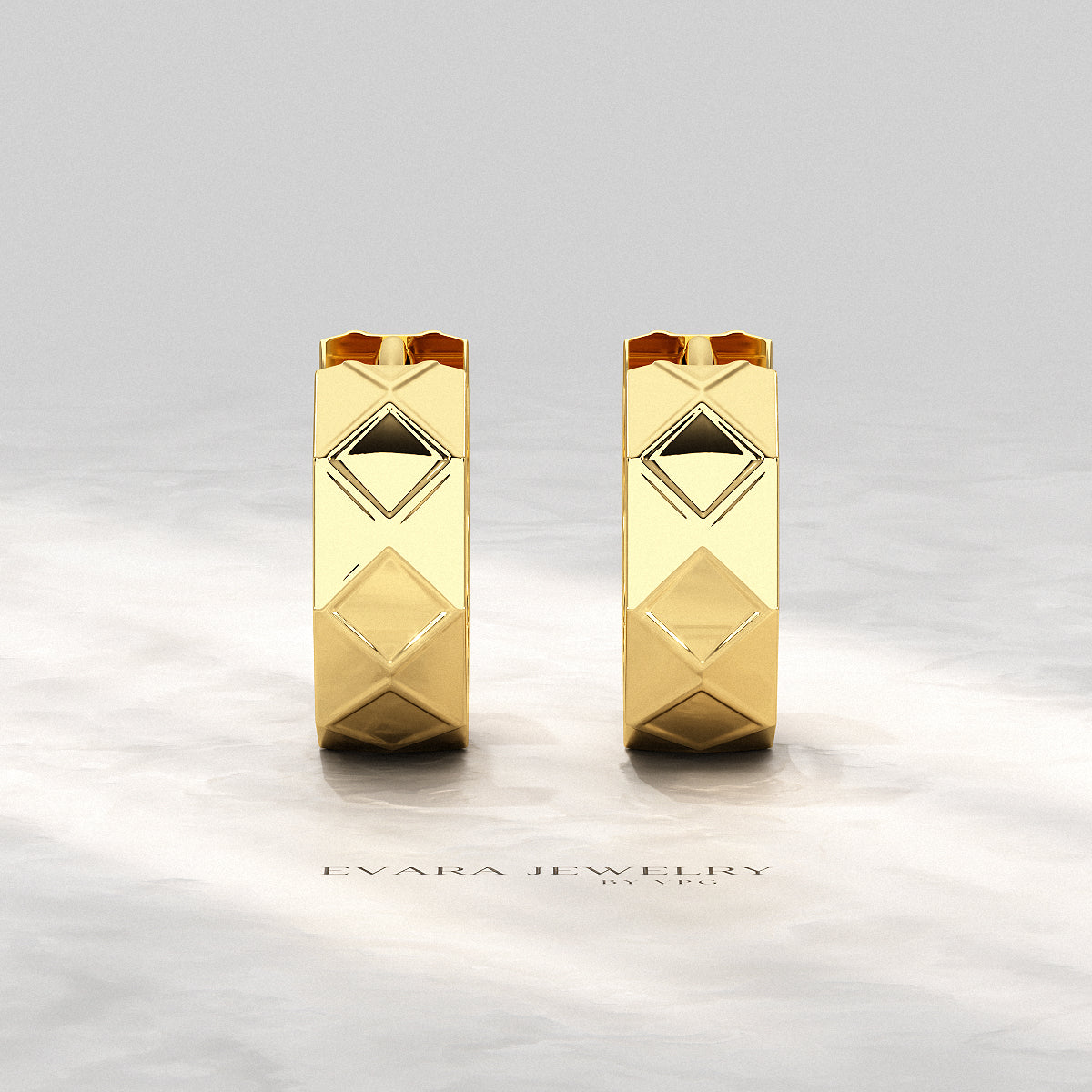 Geometric hoop earrings with brushed or textured metal finish