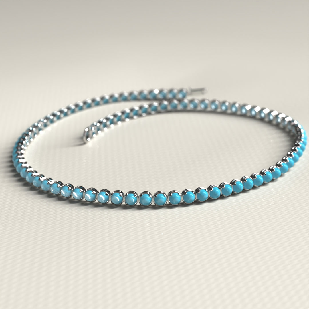 Turquoise Tennis Bracelet in 14K/18K Gold - Evara Jewelry LLC