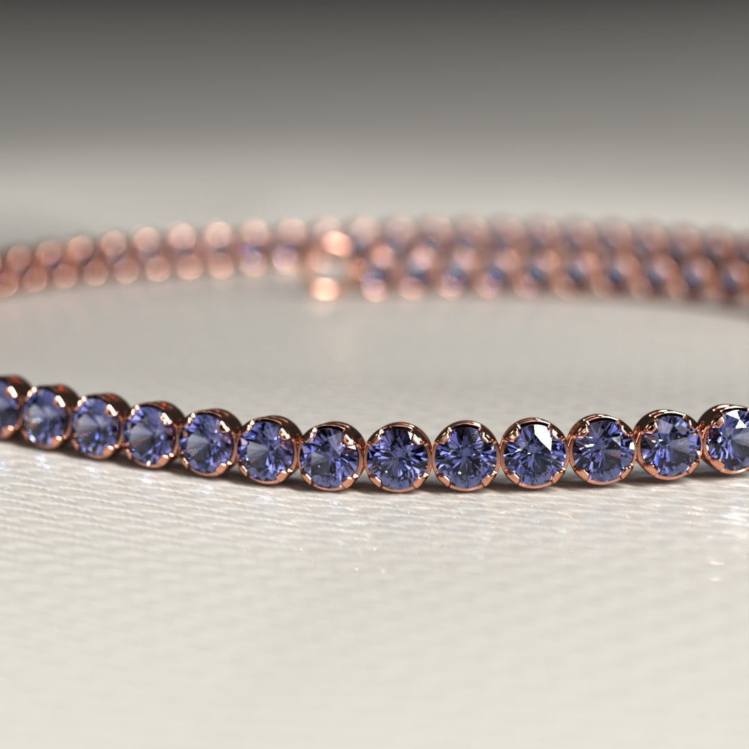 Tanzanite Tennis Bracelet in 14K/18K Gold / December Birthstone Bracelet - Evara Jewelry LLC
