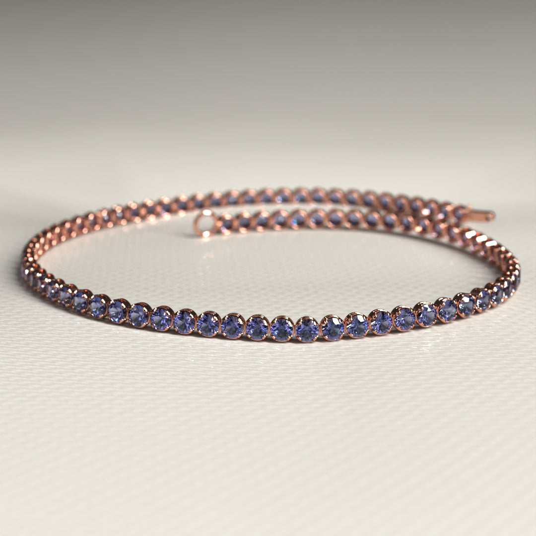 Tanzanite Tennis Bracelet in 14K/18K Gold / December Birthstone Bracelet - Evara Jewelry LLC