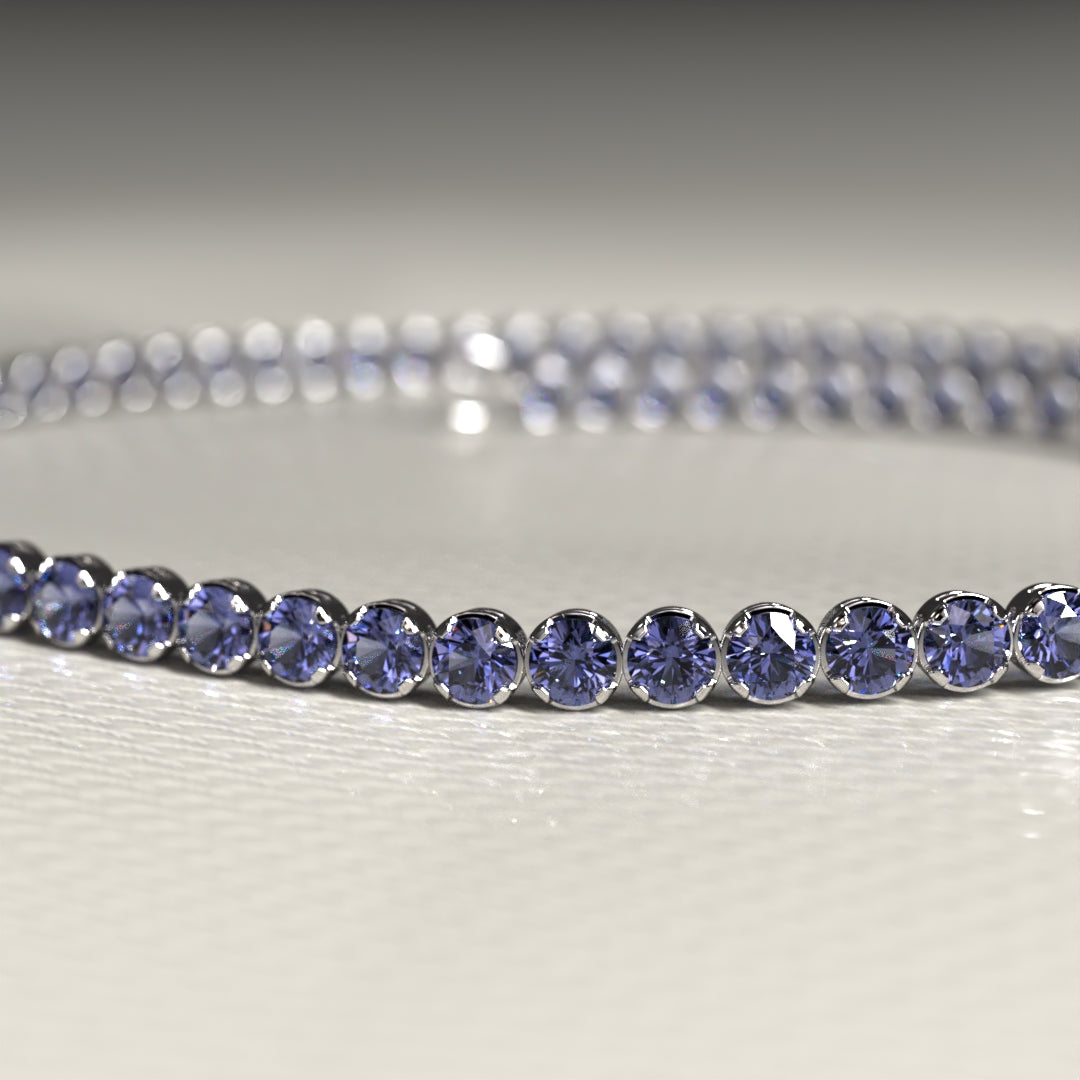 Tanzanite Tennis Bracelet in 14K/18K Gold / December Birthstone Bracelet - Evara Jewelry LLC