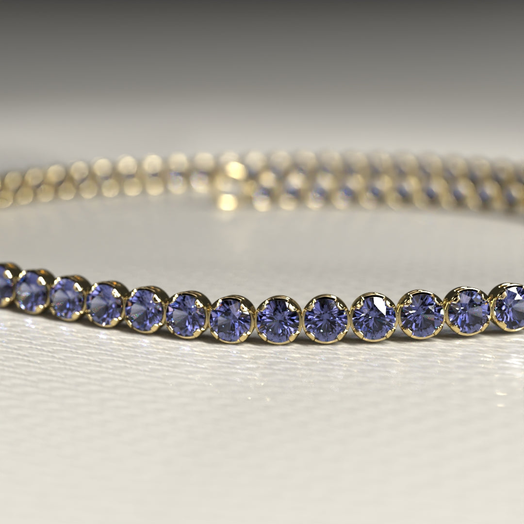 Tanzanite Tennis Bracelet in 14K/18K Gold / December Birthstone Bracelet - Evara Jewelry LLC