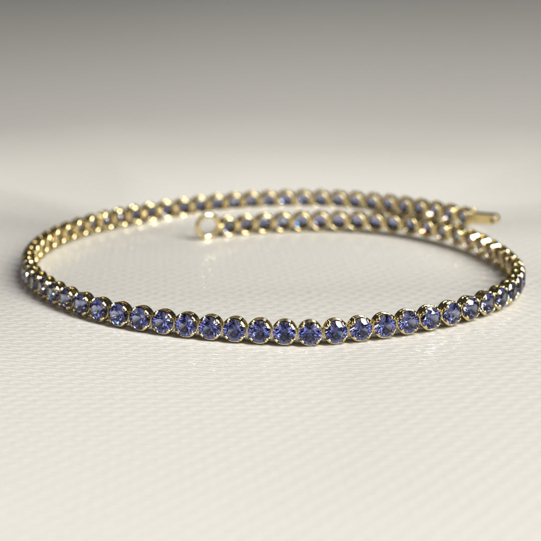 Tanzanite Tennis Bracelet in 14K/18K Gold / December Birthstone Bracelet - Evara Jewelry LLC